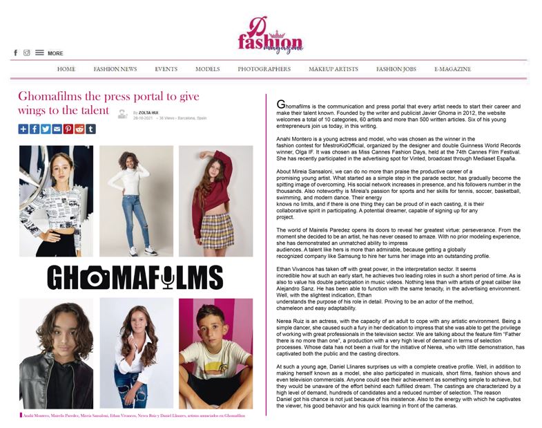 El portal Ghomafilms en DFashionMagazine